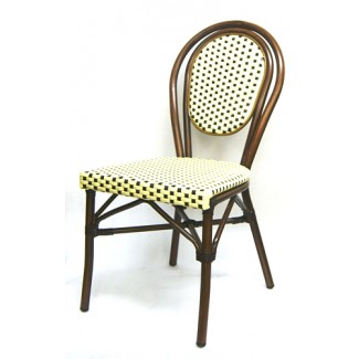 606SR Marseille French Cafe Bistro Rattan Woven Bamboo Parisian Side Chair Ivory